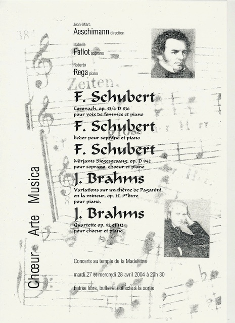 Affiche du Concert Arte Musica 2004 - Schubert, Brahms