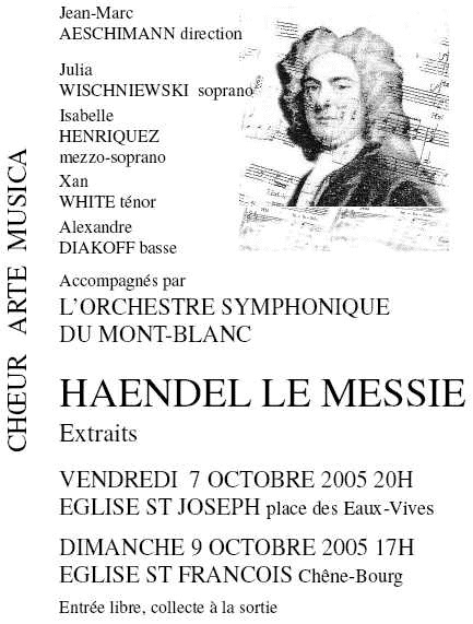 Affiche du Concert Arte Musica 2005 - Haendel