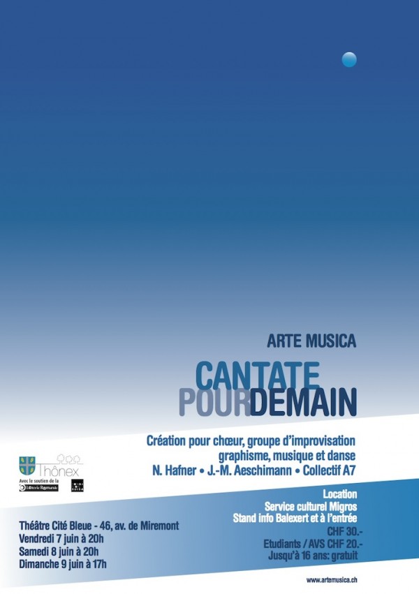 Affiche du spectacle Cantate pour Demain – Arte Musica 2013